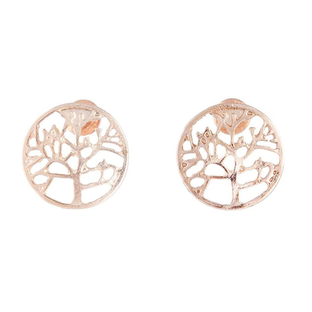 Rose Gold Tree Of Life Stud Earrings