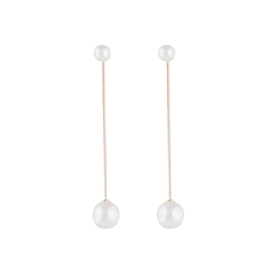 Rose Gold Snake Pearl Drop Earrings