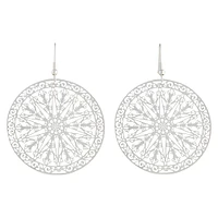 Silver Large Stamp Filigree Disc Earrings