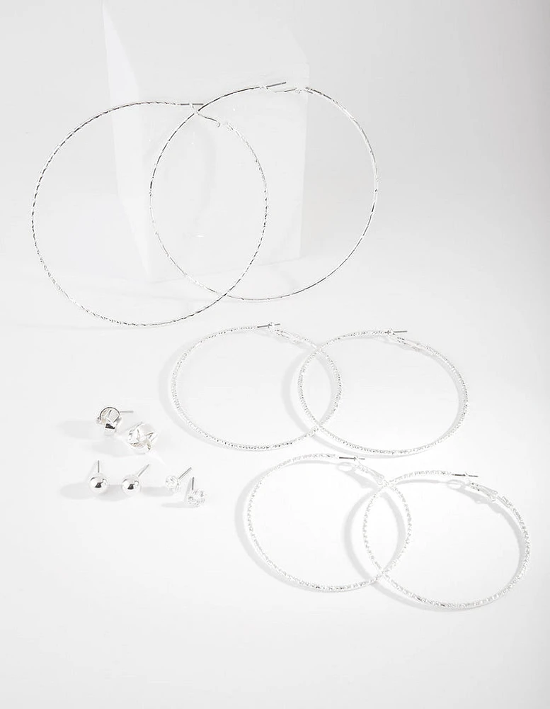 Silver Knot Hoop Earring 6-Pack