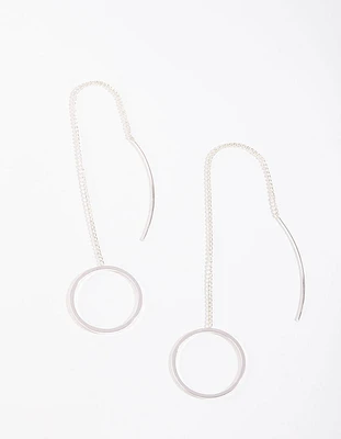 Silver Circle Thread Earrings