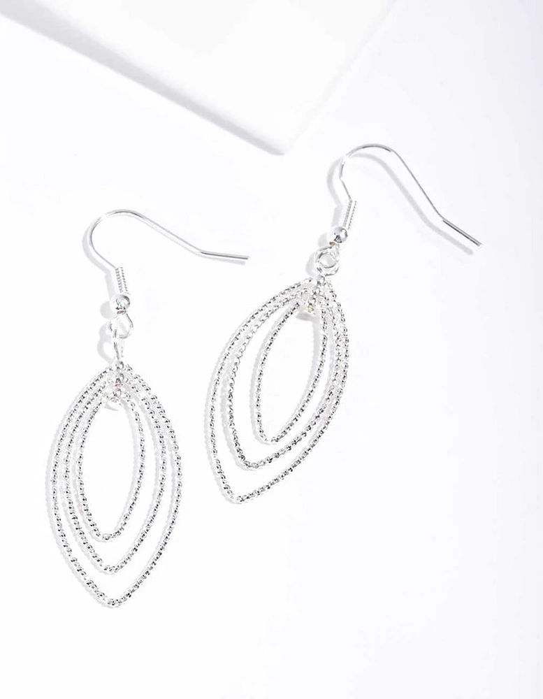 Silver Textured Layered Geo Earrings