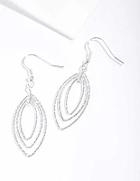 Silver Textured Layered Geo Earrings