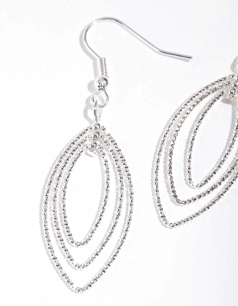 Silver Textured Layered Geo Earrings