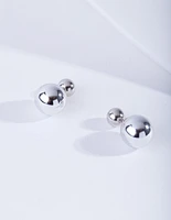 Silver Ball Sandwich Stud Earrings