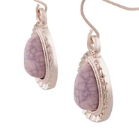 Pink Centre Stone With Diamante Teardrop Earrings