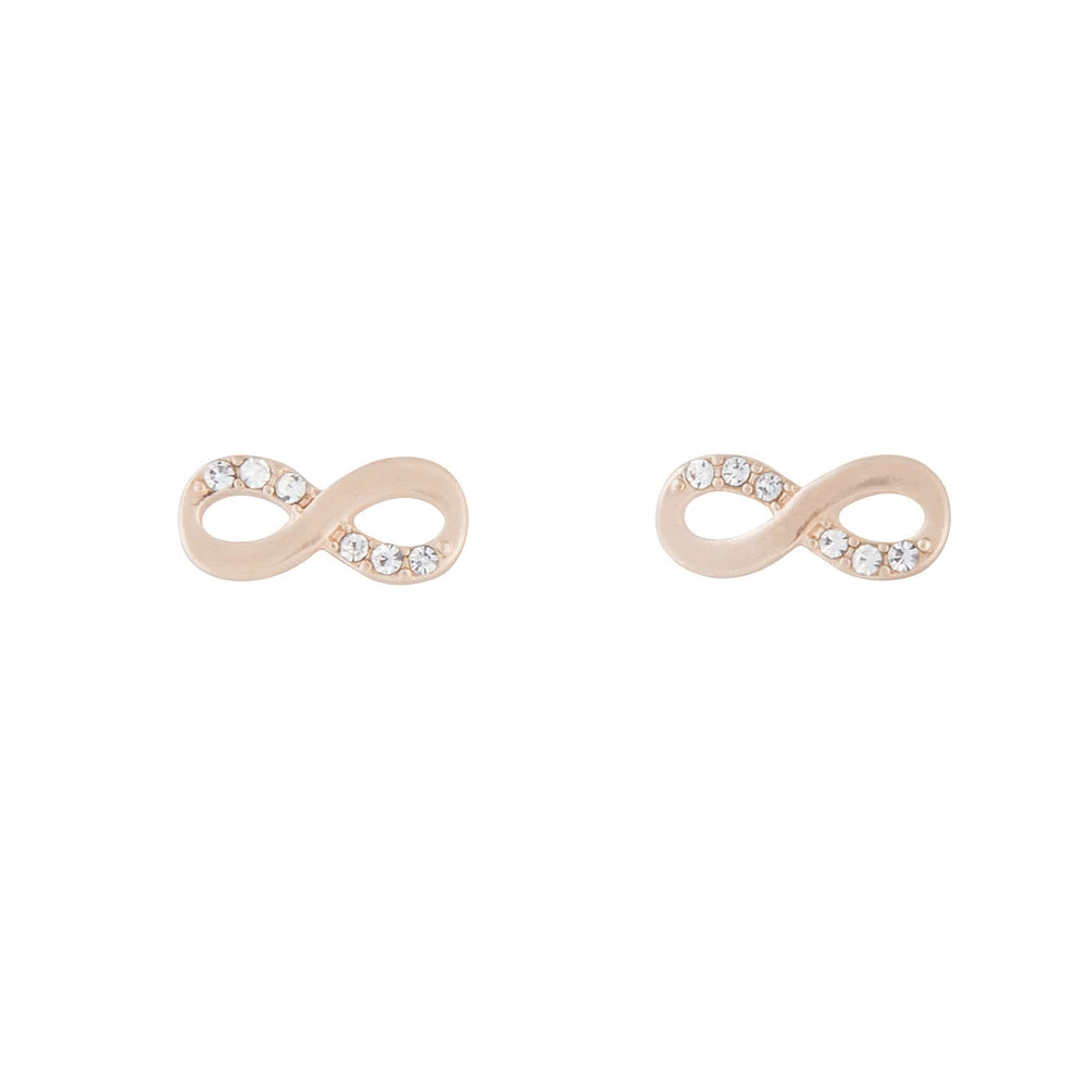 Rose Gold Infinity Diamante Stud Earrings