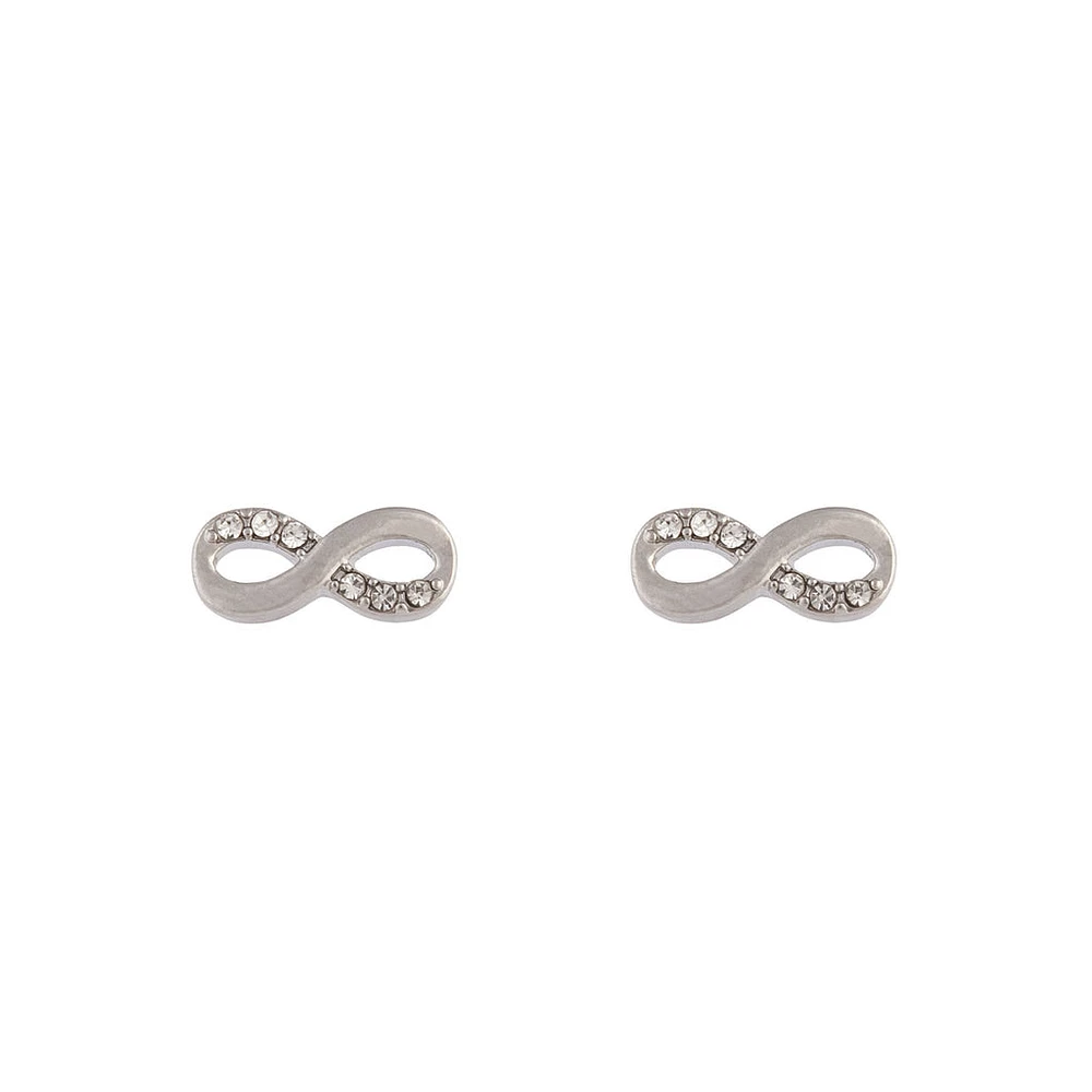 Rhodium Infinity Diamante Earrings