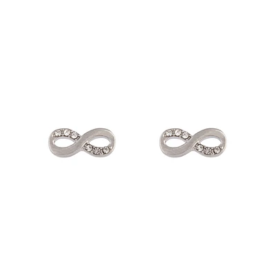 Rhodium Infinity Diamante Earrings