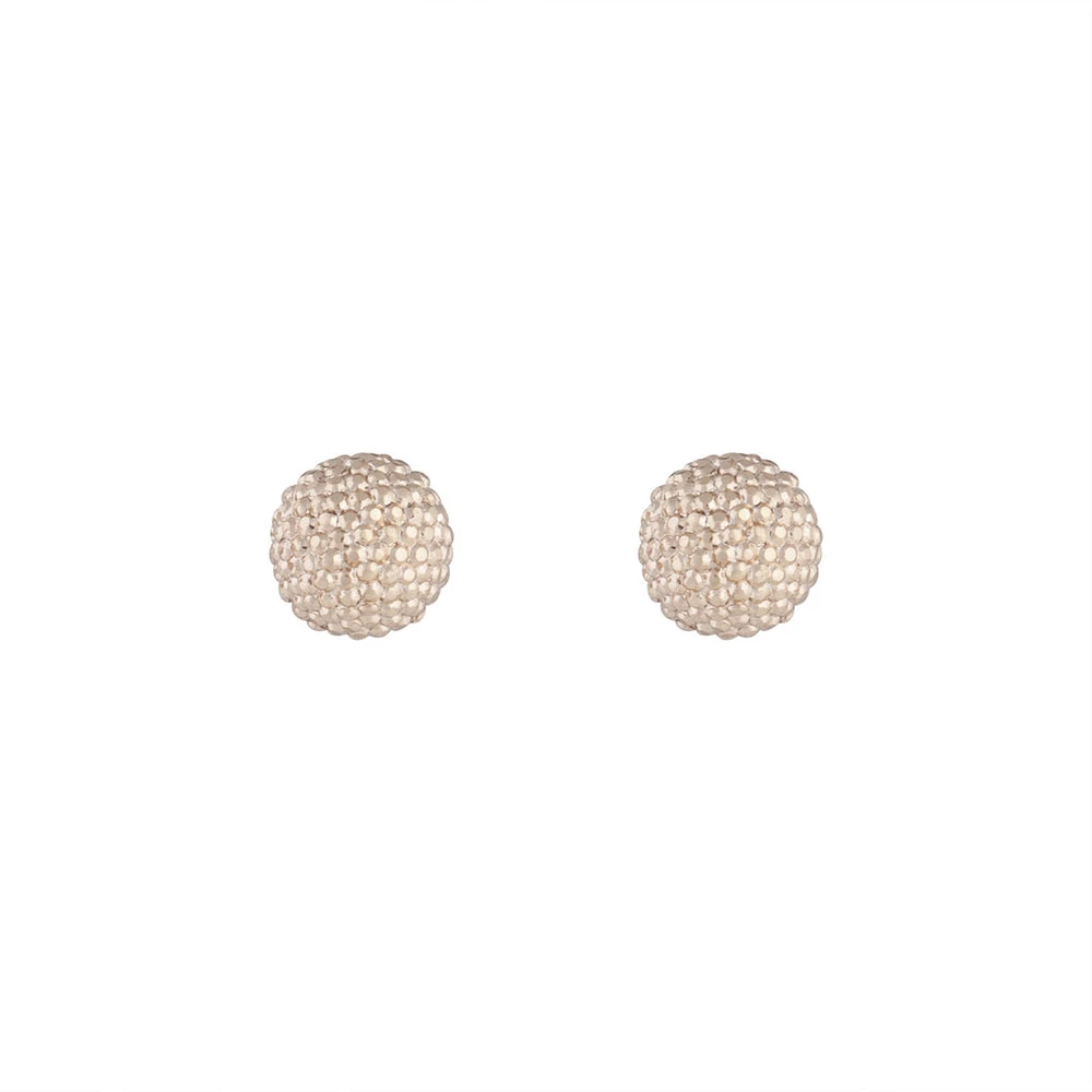 Rose Gold Texture Sparkle Ball Stud Earrings