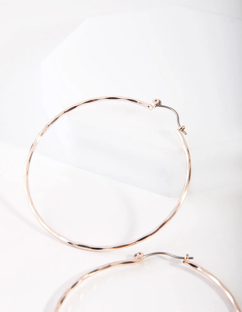 Rose Gold Textured Hoop Earrings