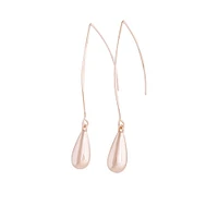 Rose Gold Polished Teardrop Thread Through Earrings