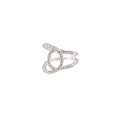 Silver Looped Diamante Ring