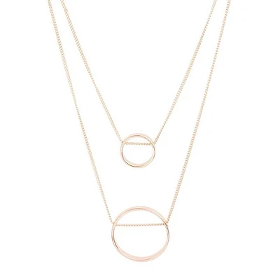 Gold Double Threaded Circle Necklace