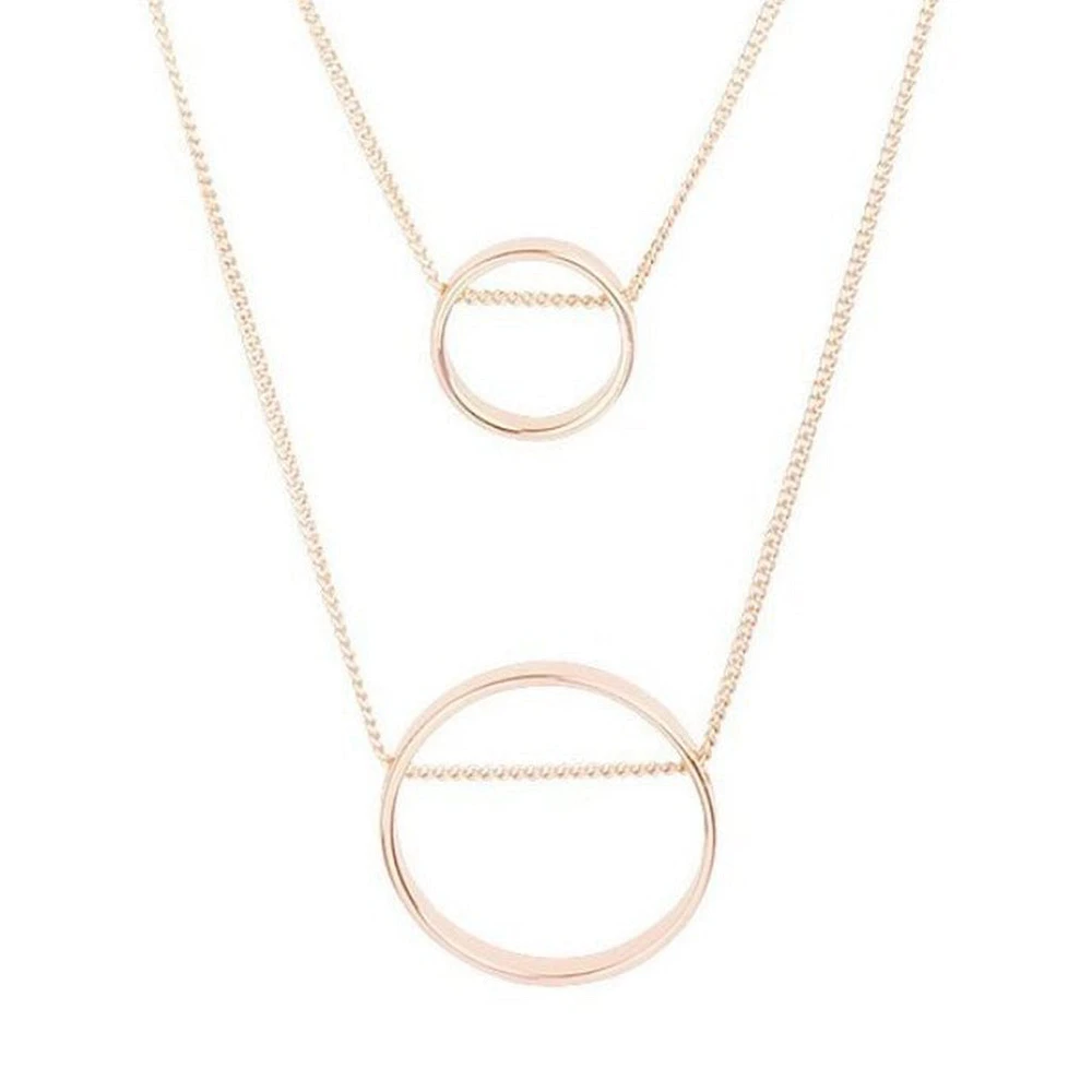 Gold Double Threaded Circle Necklace