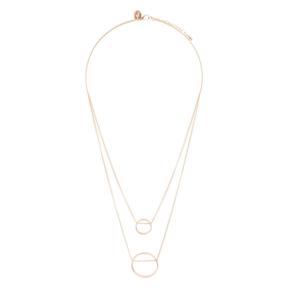 Gold Double Threaded Circle Necklace