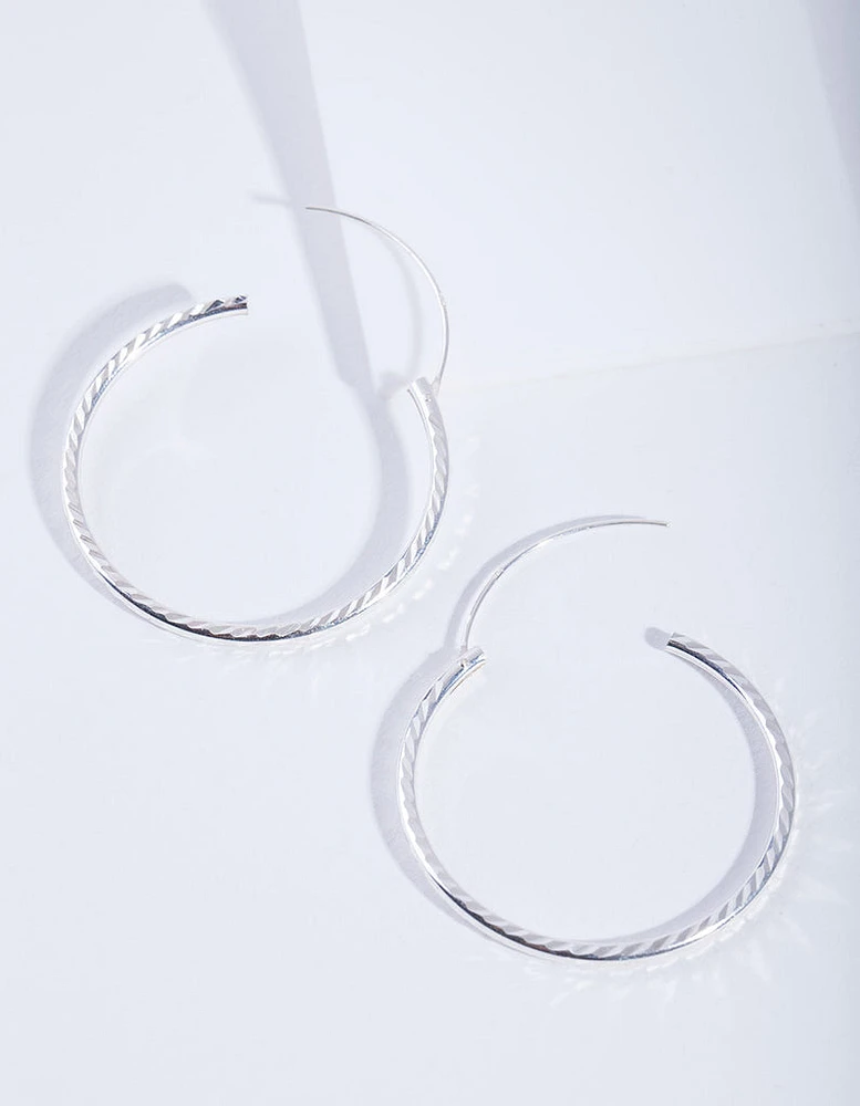 Sterling Silver Diamond Cut 35Mm Hoop