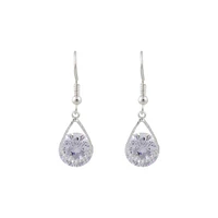 Cubic Zirconia In Silver Teardrop Earrings