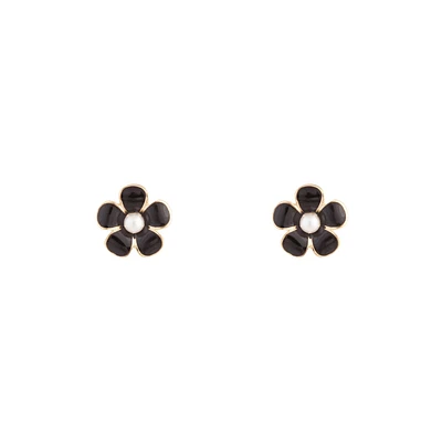 Black Daisy Stud Earrings