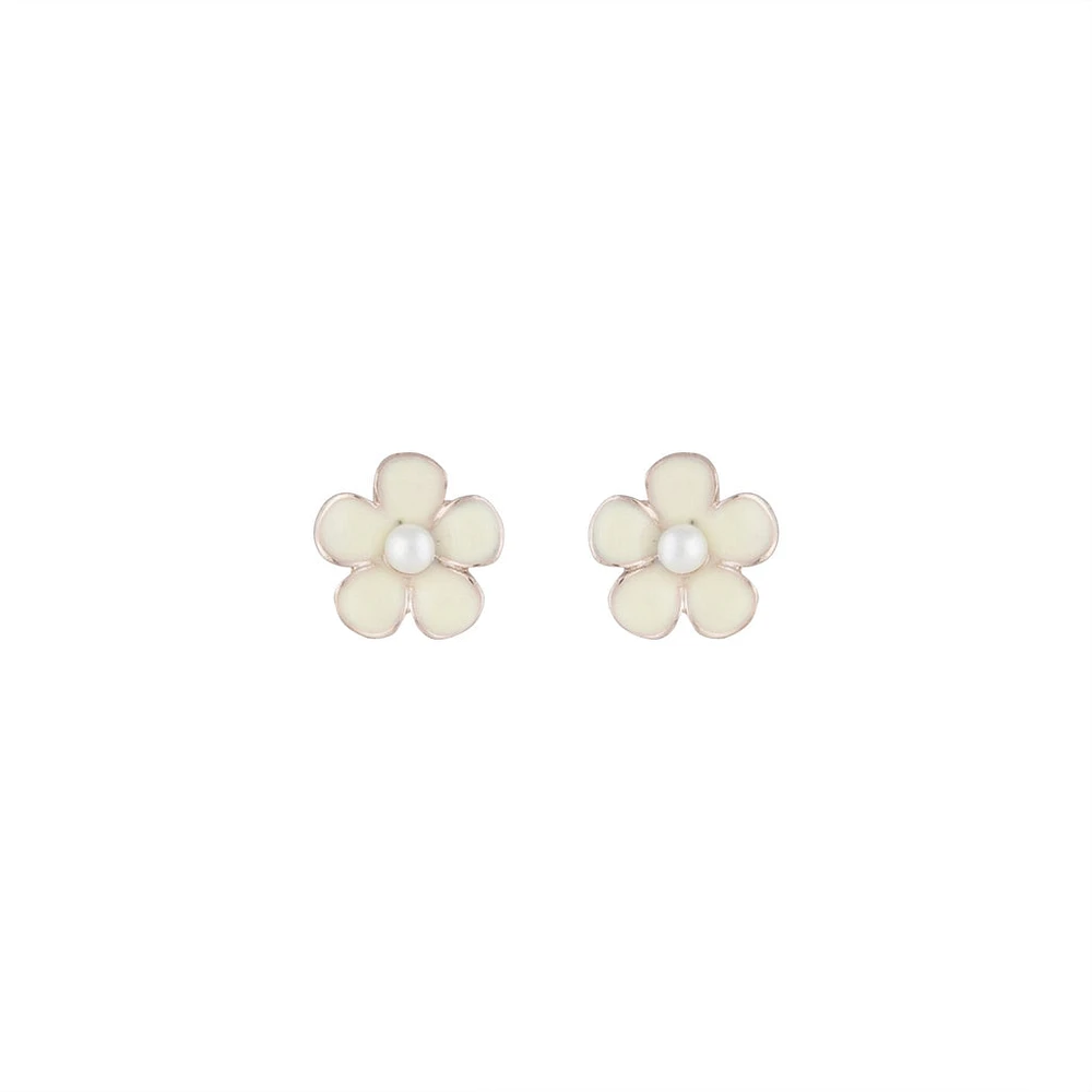 Flower Daisy White Stud Earrings