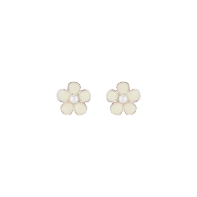 Flower Daisy White Stud Earrings