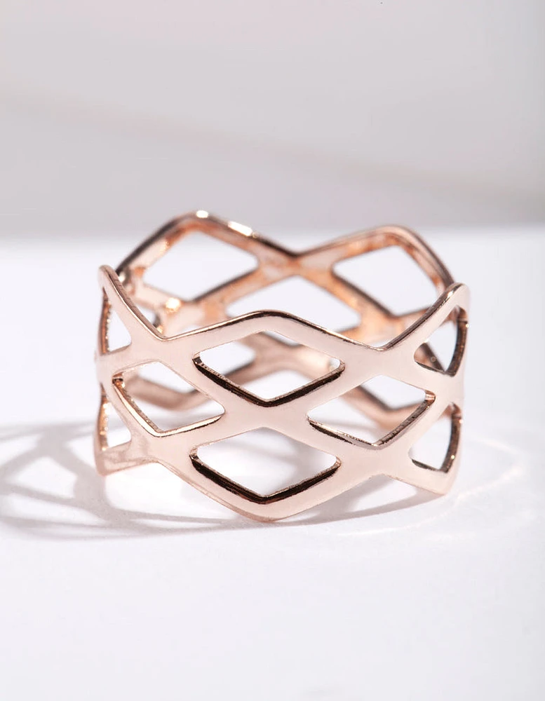 Rose Gold Multi Cross Over Ring