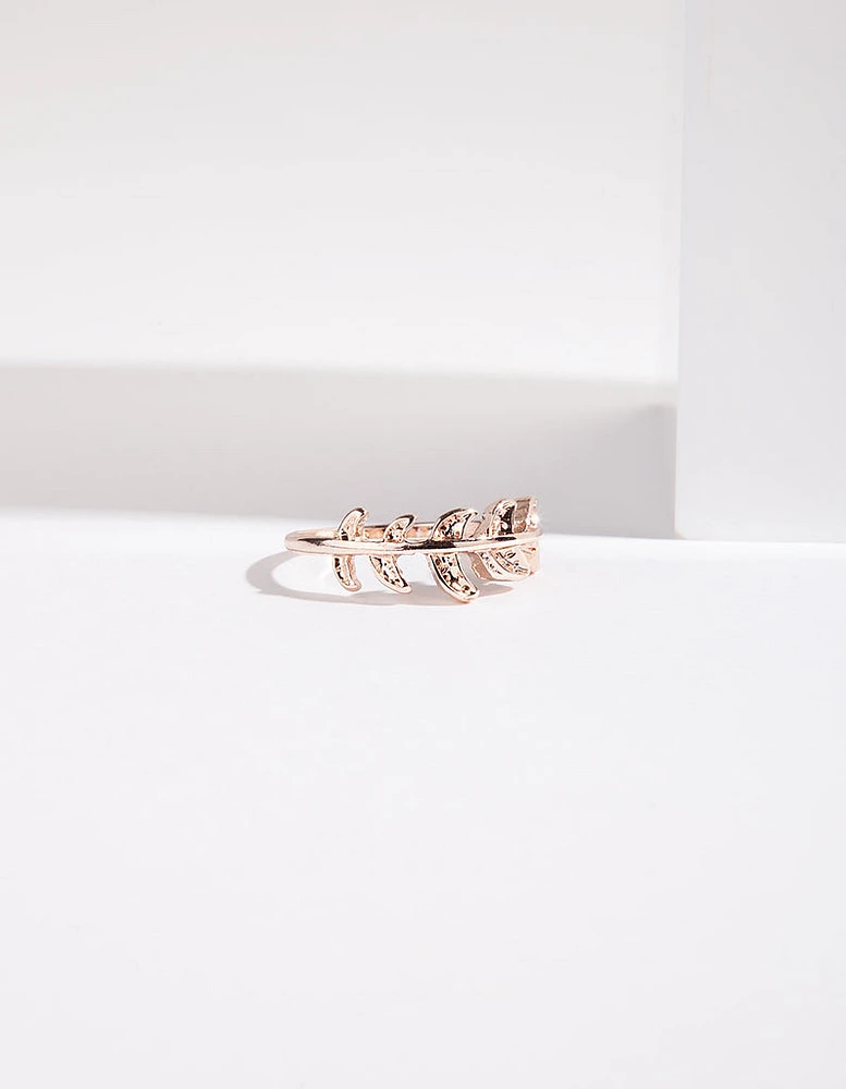 Rose Gold Leaf Band Ring