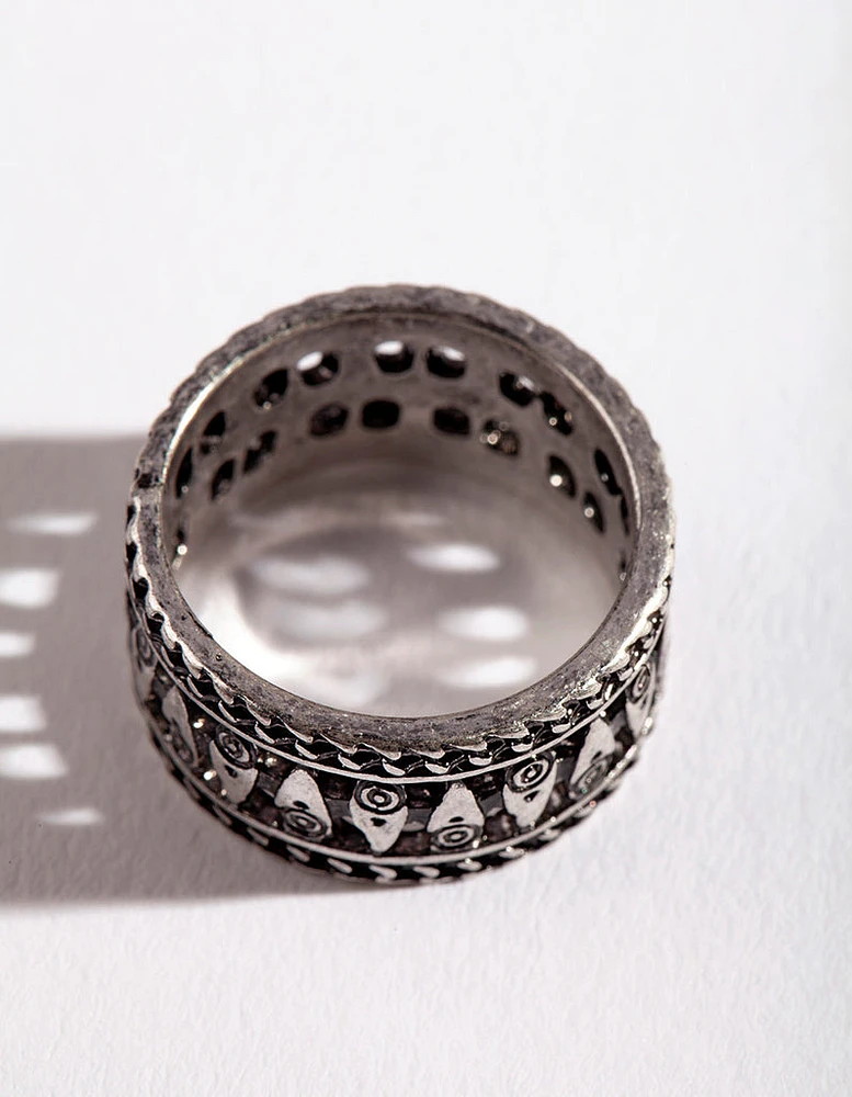 Antique Silver Boho Band Ring