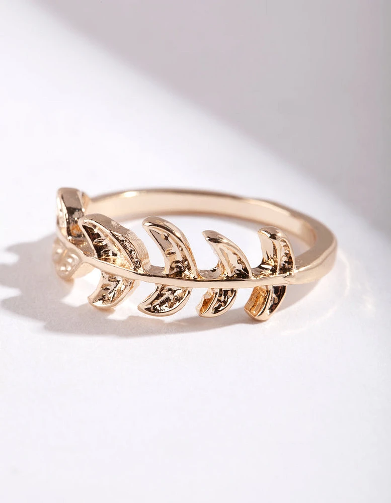 Gold Leaf Band Ring