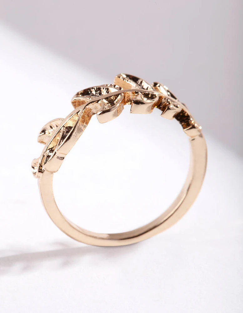 Gold Leaf Band Ring