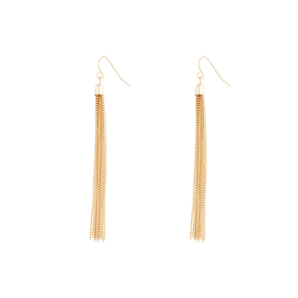 Gold Chain Tassel Drop Earrings