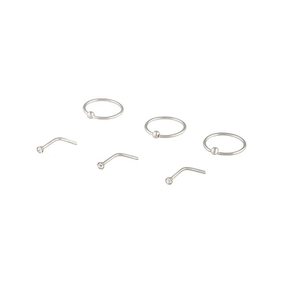 Surgical Steel Silver Ball Ring Stud Nose 6-Pack