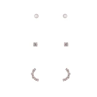 925 Sterling Silver Diamante Stud Earring Pack