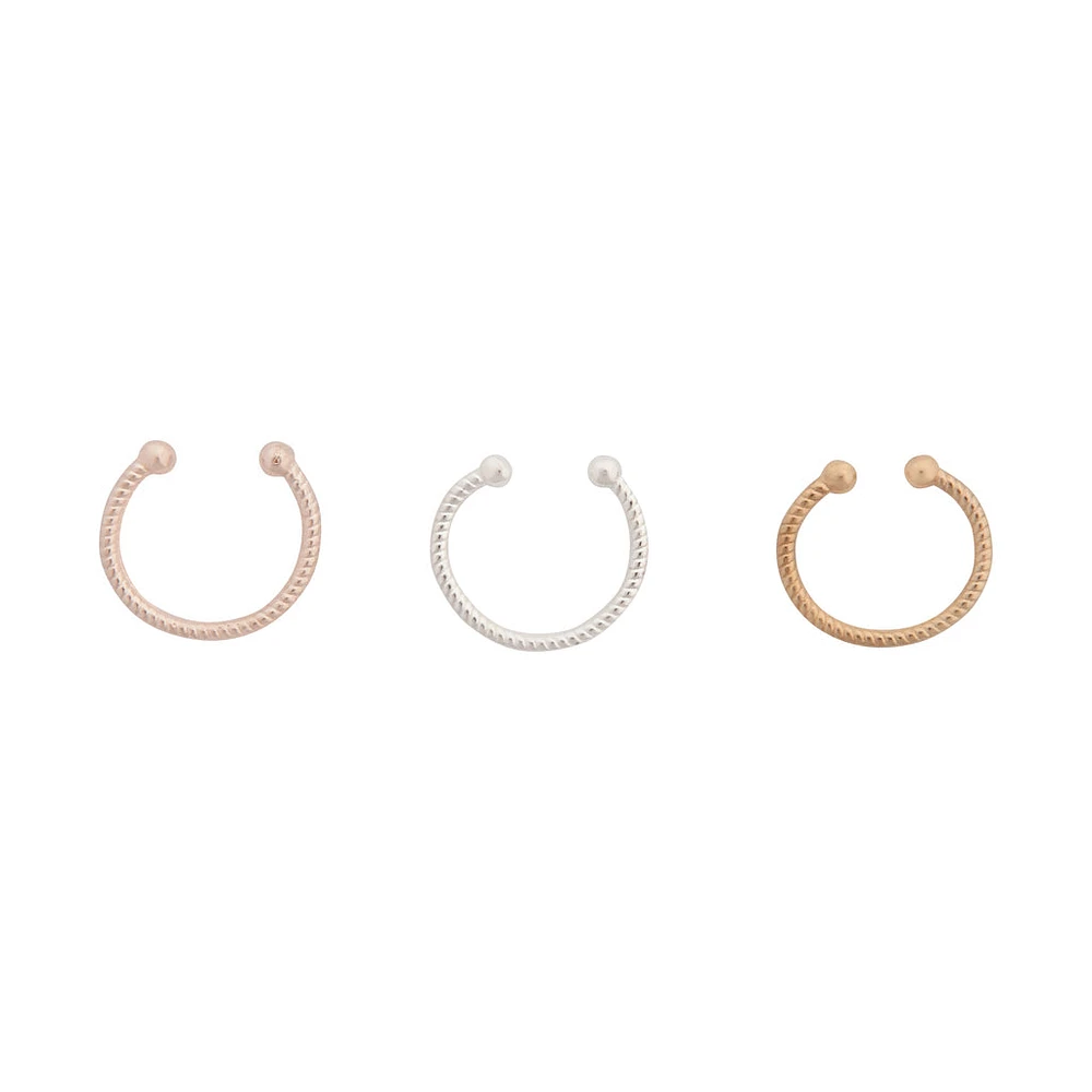 Mixed Metal Diamond Cut Septum Nose Ring Pack