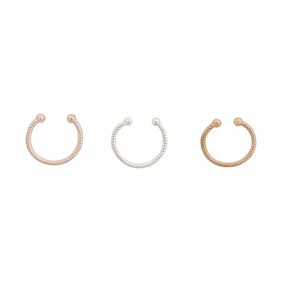 Mixed Metal Diamond Cut Septum Nose Ring Pack