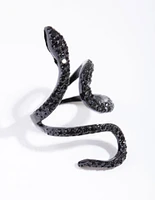 Black Diamante Snake Ring