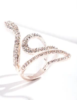 Rose Gold Diamante Snake Swirl Ring