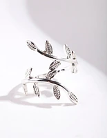 Silver Leaf Double Band Ring