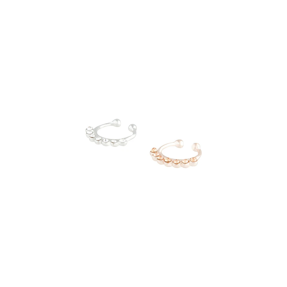 Mixed Metal Dainty Diamante Pack Septum