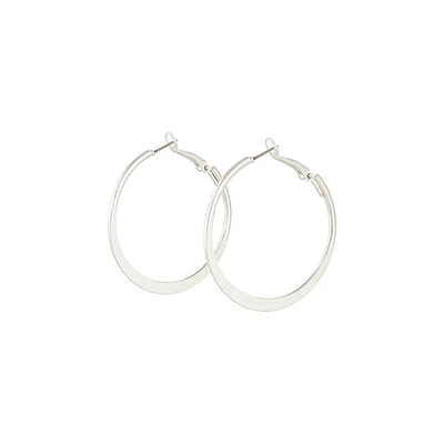 Silver Flat Bottom Hoop Earrings