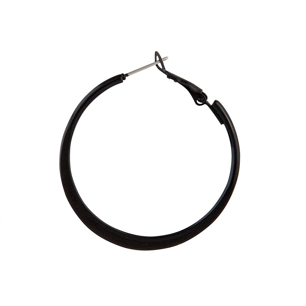 Black Flat Bottom Hoop Earrings