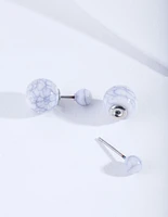 White Cracked Ball Earrings