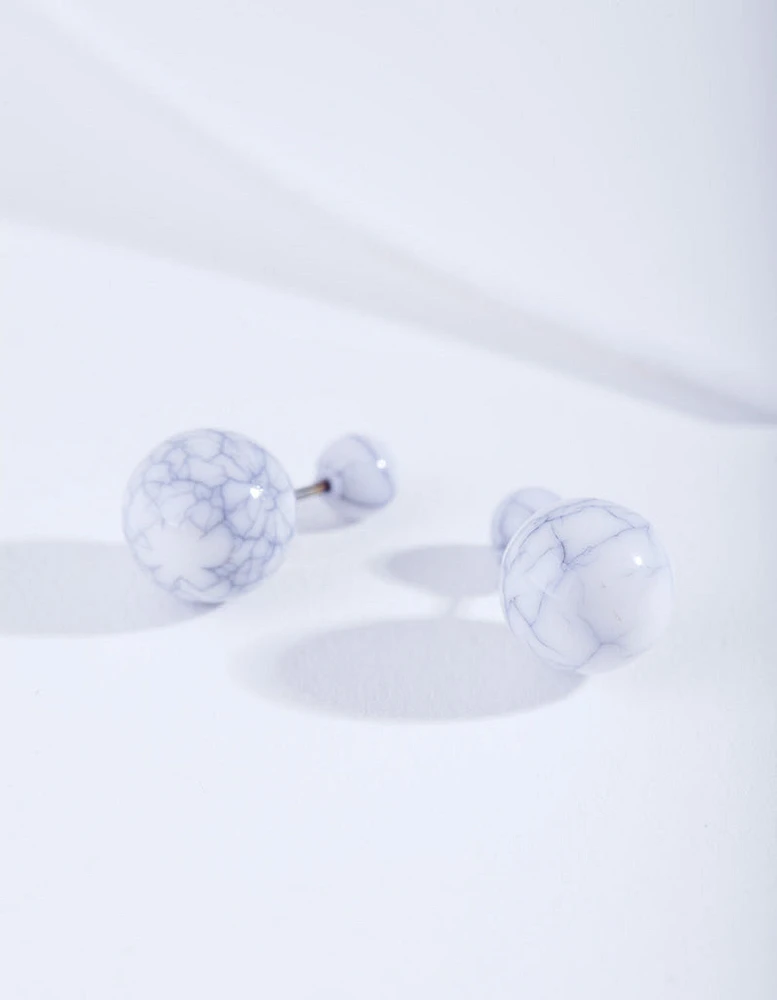 White Cracked Ball Earrings