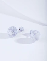 White Cracked Ball Earrings