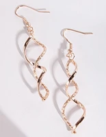 Rose Gold Cut Twist Drop Earrings