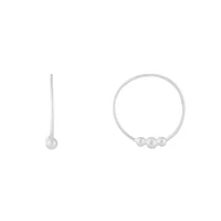 Sterling Silver Beaded Detail Hoops