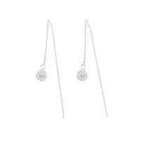 Sterling Silver Diamante Bead Thread Earrings