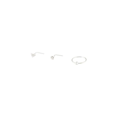 Sterling Silver Diamante Trio Nose Pack