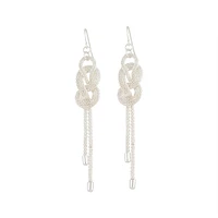 Silver Knotted Chain Drop Earrings