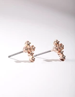 Rose Gold Mini Diamante Cross Earrings